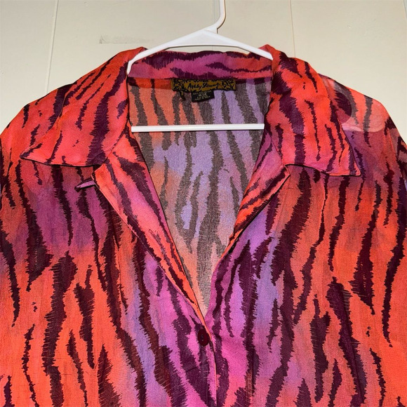 Ashley Stewart Plus Size 18 Animal Print Button-Up Top Multicolor - Picture 6 of 7